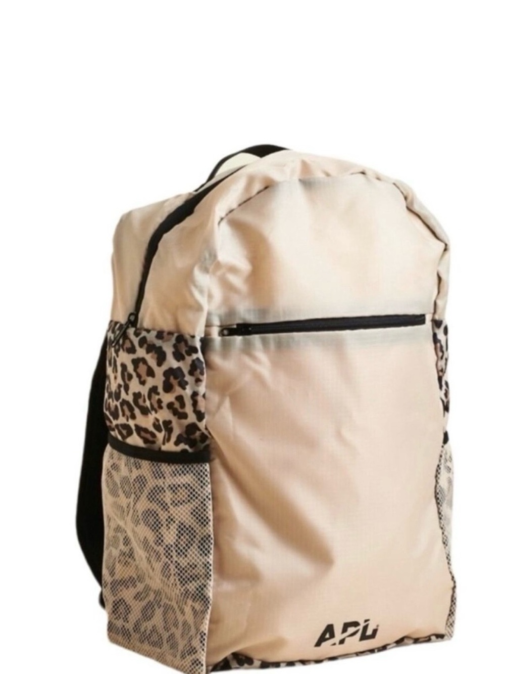 APL Beige Backpack with Leopard Trim